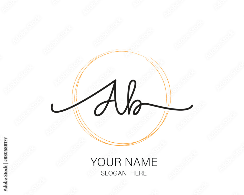 AB initial letter handwriting logo design ,signature logo template,beauty initial with circle design AB initial letter handwriting logo design ,signature logo template,beauty initial with circle design