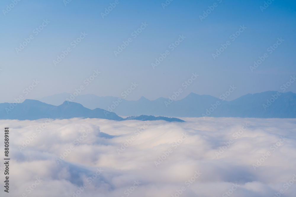 Sea of cloud in the morning with mountain range as background and clear sky (Mae Hong Son province, Thailand) Sea of cloud in the morning with mountain range as background and clear sky (Mae Hong Son province, Thailand)