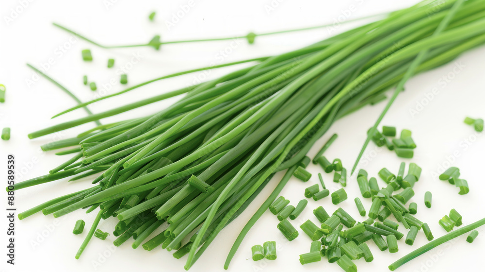Fresh chives on white background Fresh chives on white background