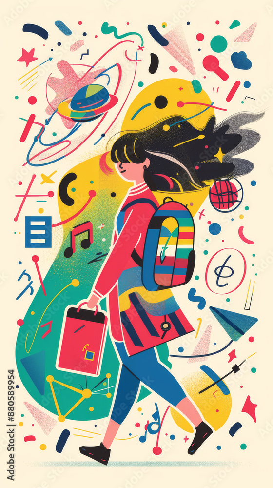Colorful Retro Back to School Poster with Groovy Vibe Colorful Retro Back to School Poster with Groovy Vibe
