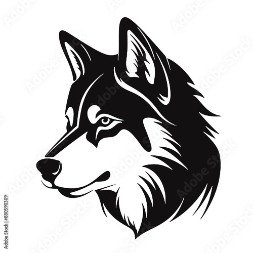 Vector siberian husky silhouette isolated on white background 