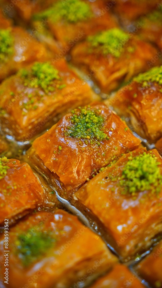 Close-Up of Baklava With Pistachios