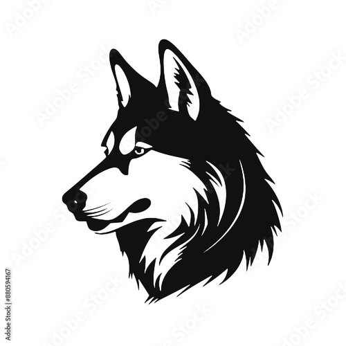 Siberian husky silhouette - black vector dog against white background