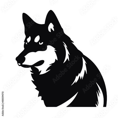 Siberian husky silhouette - black vector dog against white background