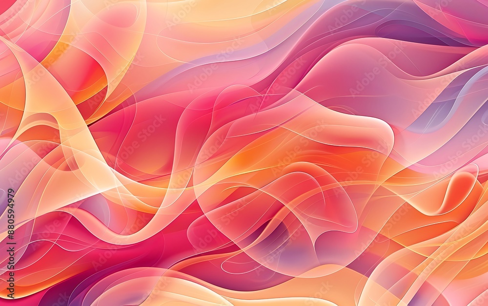 Fototapeta premium abstract background with smooth wavy lines in pink and orange colors
