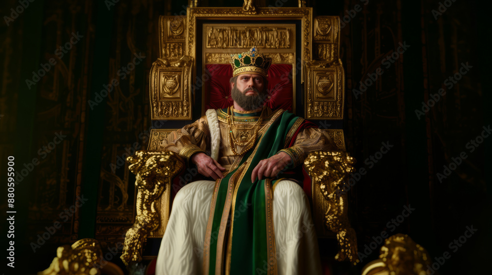 Φωτογραφία A detailed painting of King Solomon in biblical times, wearing luxurious robes a