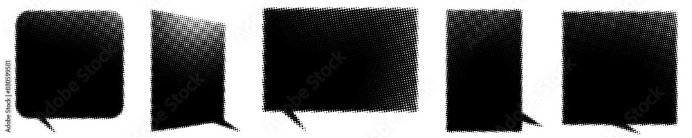 Black speech bubble halftone set