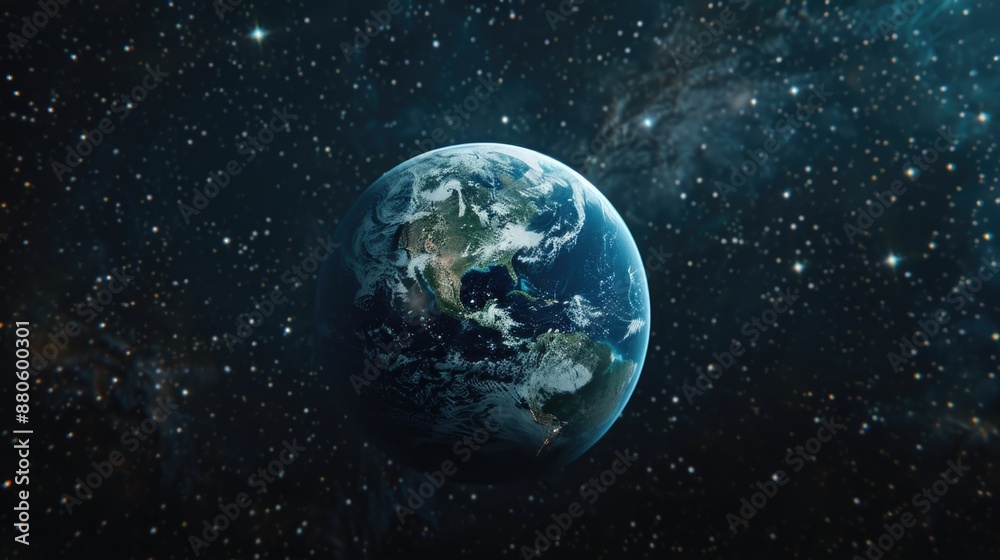 View of the Earth from space with stars in the background, ideal for astronomy and science themes View of the Earth from space with stars in the background, ideal for astronomy and science themes