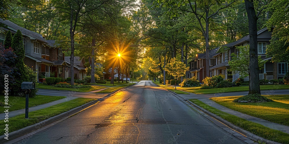 Vibrant background of a residential road, highlighting the neighborhood ambiance with generous copy space for advertising purposes, Illustrations, paintings, watercolors, copy space for text, - Gener Vibrant background of a residential road, highlighting the neighborhood ambiance with generous copy space for advertising purposes, Illustrations, paintings, watercolors, copy space for text, - Gener