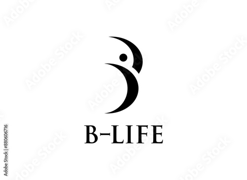 B abstract human logo design minimalist
