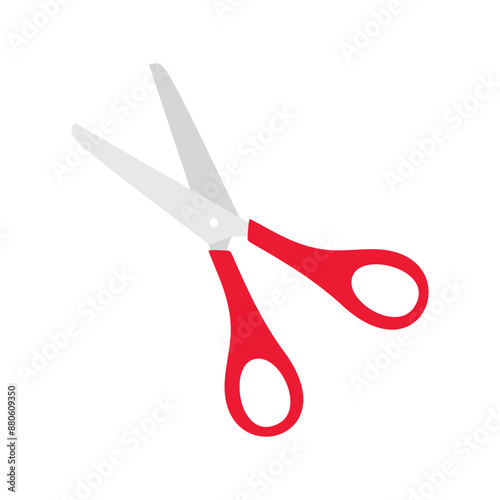 School Scissors, stationery tool for paper cutting. Flat illustration of school and office instrument or items with blade for crafts isolated on white background. Colored vector illustration