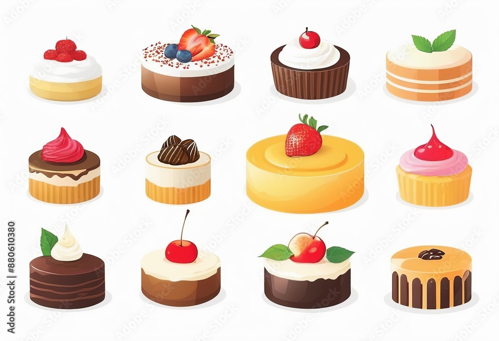 Vibrant Korean Dessert Clipart Collection: Sweet Treats in Flat Design Vibrant Korean Dessert Clipart Collection: Sweet Treats in Flat Design