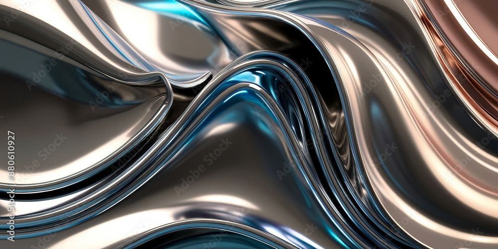 Abstract metallic wave background, Silver and Chrome Wavy Pattern Background Abstract metallic wave background, Silver and Chrome Wavy Pattern Background