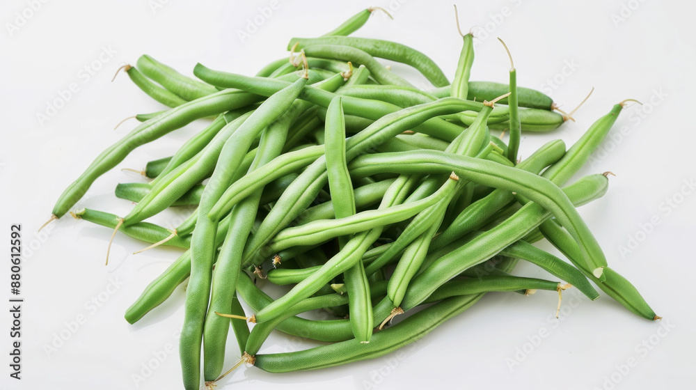 Fresh green beans on white background Fresh green beans on white background
