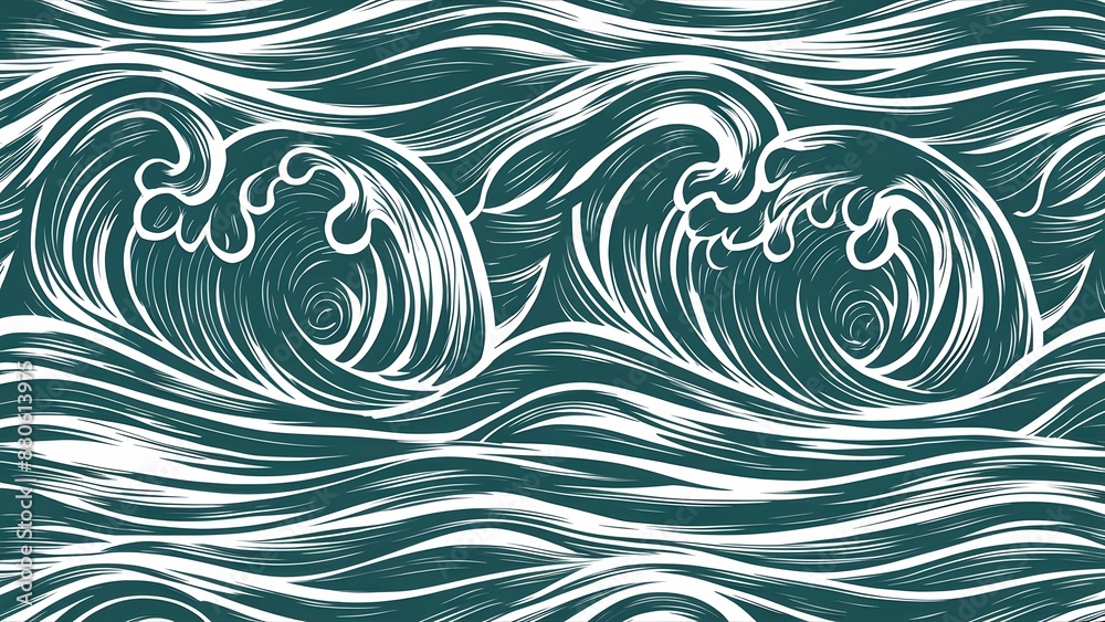 Sea waves sketch pattern. Ocean surf wave hand-drawn horizontal seamless pattern vector illustration Sea waves sketch pattern. Ocean surf wave hand-drawn horizontal seamless pattern vector illustration