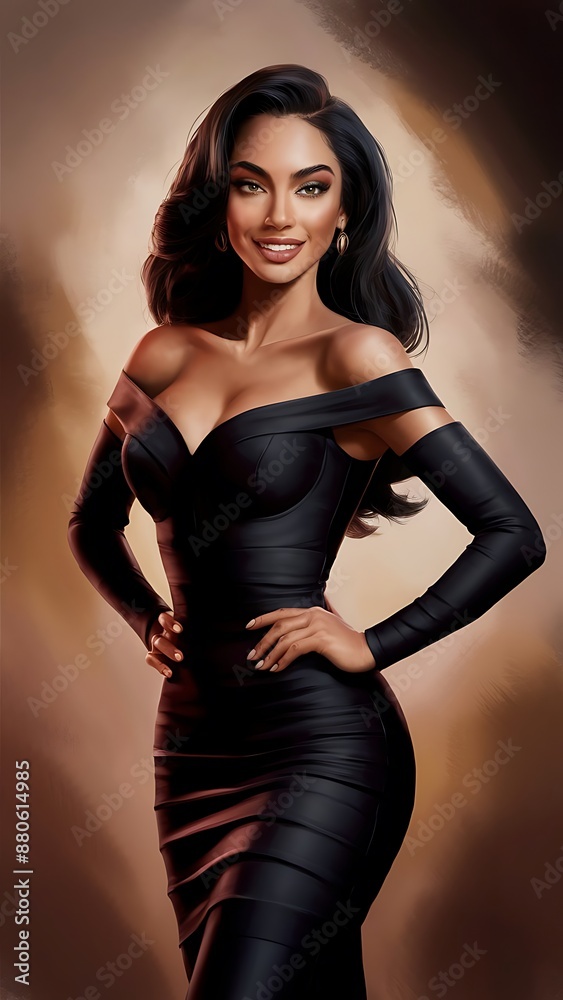 Stunning portrait of a beautiful latina female influencer and model