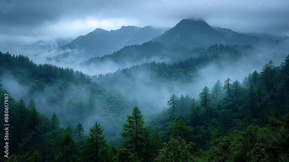A majestic and clear photo of a mountain range partially obscured by a curtain of rain A majestic and clear photo of a mountain range partially obscured by a curtain of rain