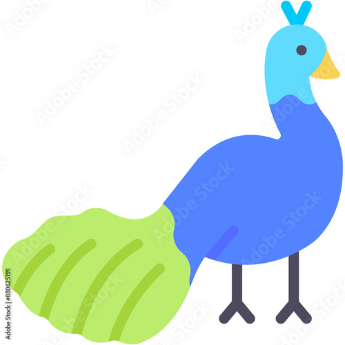 Vector Icon Peacock, Animals, Zoology, Ornithology, Fauna, Wild Life