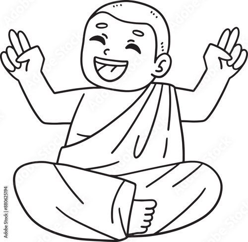 Buddhism Laughing Buddha Isolated Coloring Page 