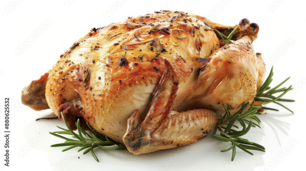 Whole Roasted Chicken on White Background Whole Roasted Chicken on White Background