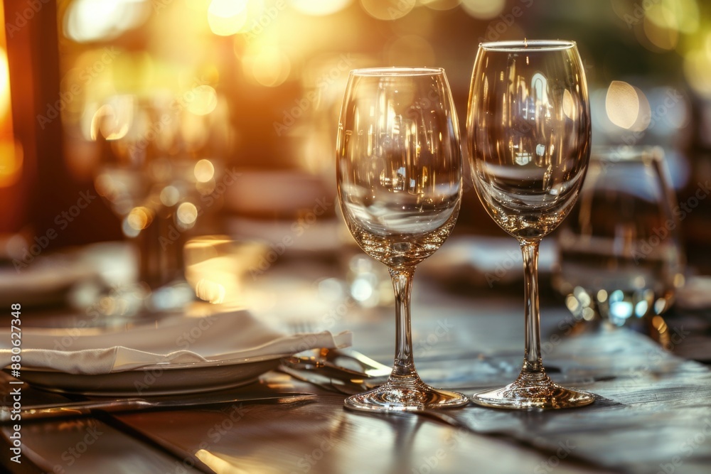 Table Set. Dining in an Elegant and Romantic Restaurant Setting Table Set. Dining in an Elegant and Romantic Restaurant Setting