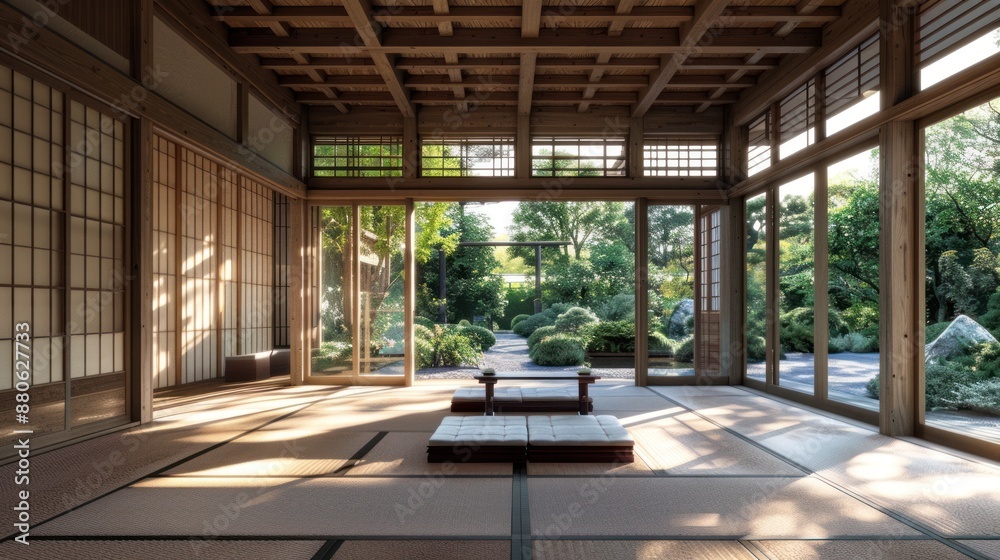 Tranquil Japanese Tea Room with Garden View Tranquil Japanese Tea Room with Garden View