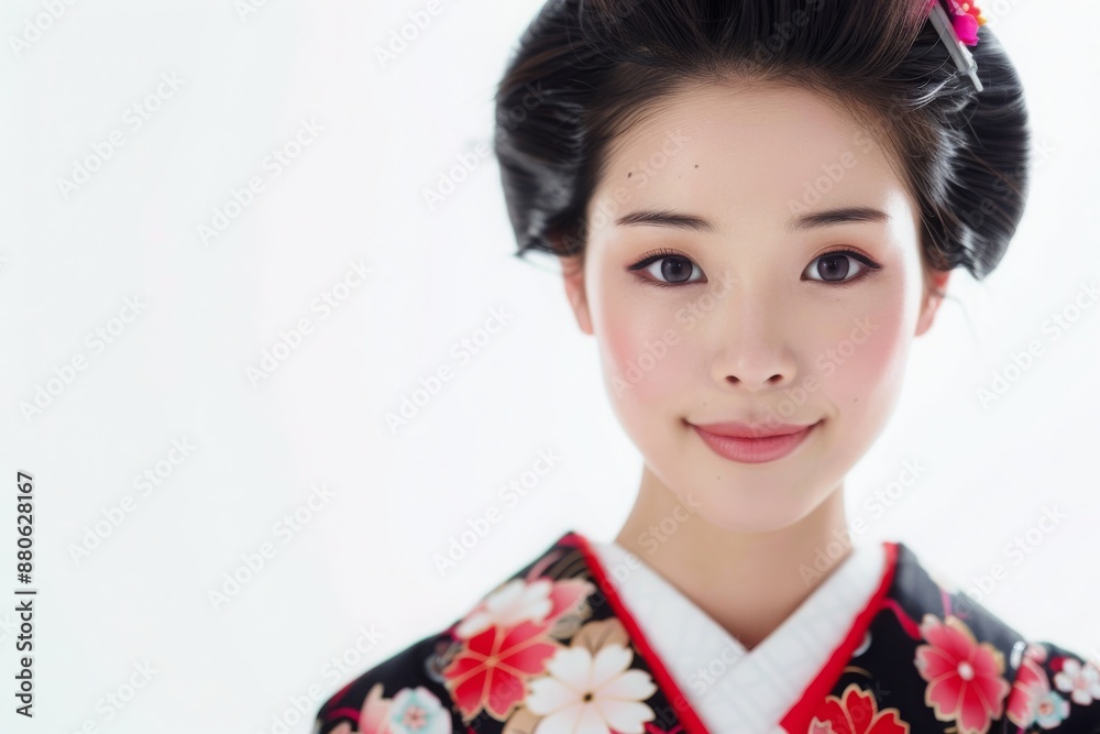 Elegant Woman in Traditional Japanese Kimono Elegant Woman in Traditional Japanese Kimono