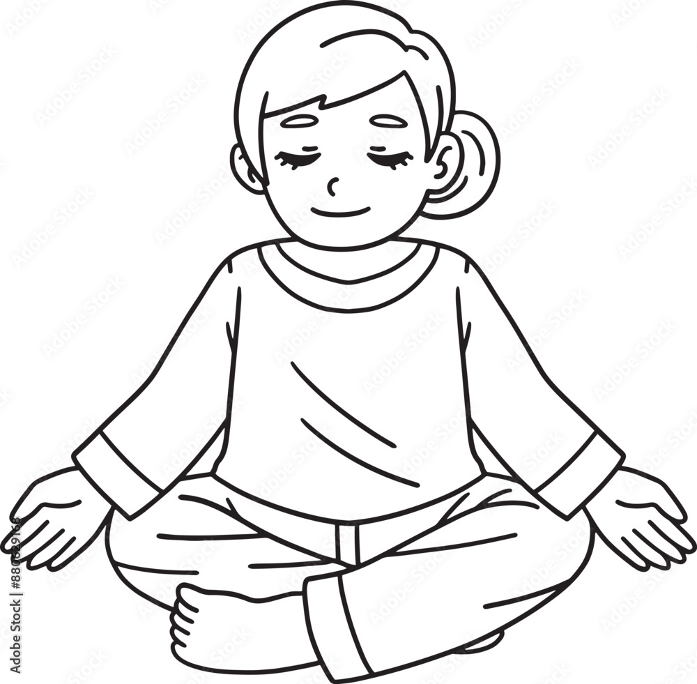 Buddhism Buddhist Girl Meditating Isolated Buddhism Buddhist Girl Meditating Isolated