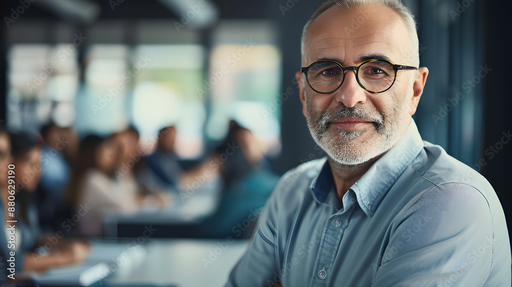 Portrait of a mature man manager school for a training a pass a new degree Portrait of a mature man manager school for a training a pass a new degree