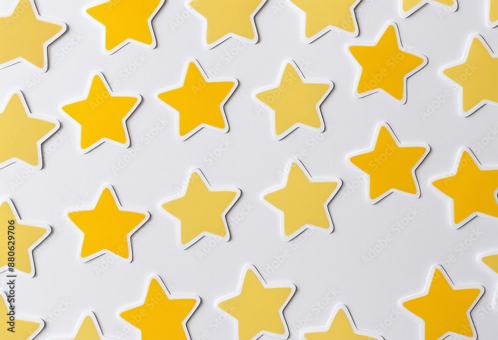 Minimalistic Yellow Star Sticker Labels - Modern Flat Style Vector Illustration