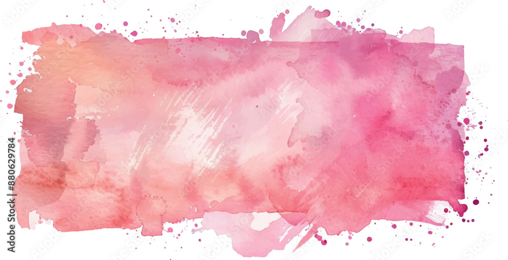 Obraz premium watercolor square rectangle background with brushstrokes and splashes, pink red colors