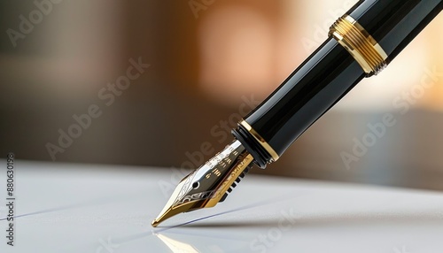 A close-up view of a classic fountain pen placed on a handwritten letter, emphasizing timeless writing. AIG62