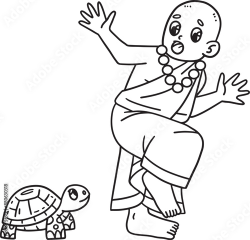 Buddhism Surprised Buddha with a Turtle Isolated 