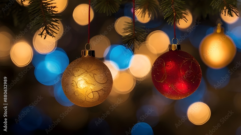 Fototapeta premium Festive Holiday Bokeh Lights: Vibrant Celebration Atmosphere