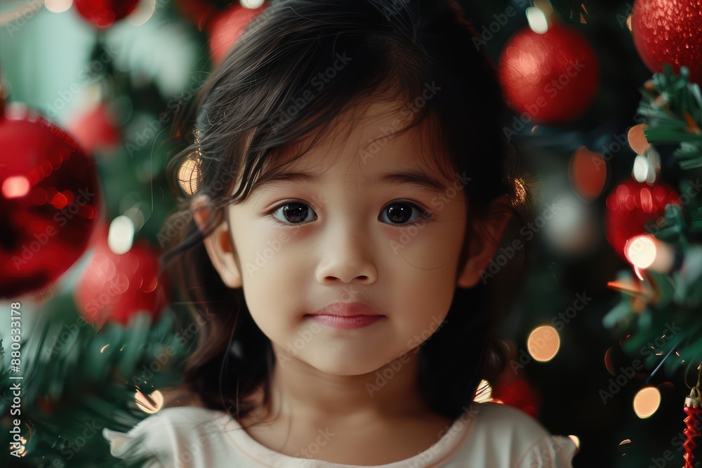 Precious Moments of Holiday Joy A Child's Innocent Gaze Amidst Festive Decorations, Capturing the Spirit of Christmas Cheer and the Unconditional Love Shared with Family Precious Moments of Holiday Joy A Child's Innocent Gaze Amidst Festive Decorations, Capturing the Spirit of Christmas Cheer and the Unconditional Love Shared with Family