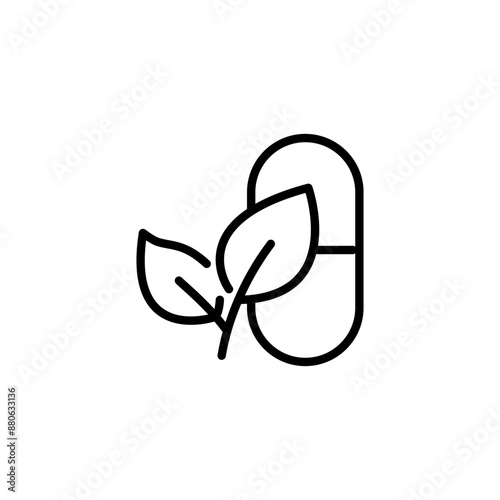 Herb medicine icon, natural organic supplements, biologically active additive, thin line symbol on white background - editable stroke vector illustration