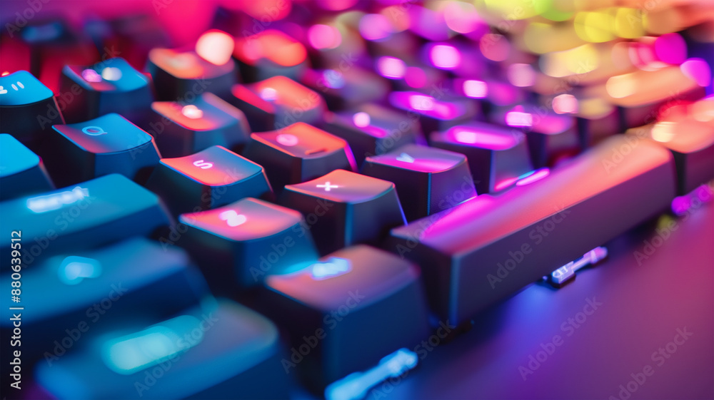 Obraz premium メカニカルキーボードのクローズアップ