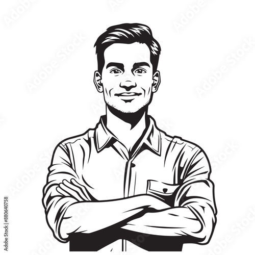 Hand-drawn sketch happy worker