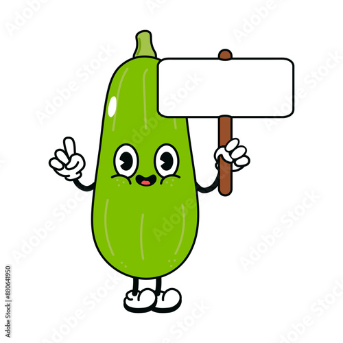 Cute funny vegetable marrow with an inscription character. Vector hand drawn traditional cartoon vintage, retro, kawaii character illustration icon. Isolated background. Vegetable marrow