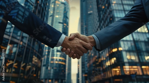 The handshake in urban cityscape © VLA Studio
