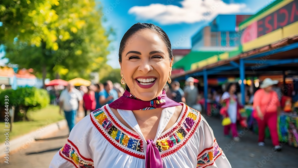 Portrait of a happy smiling Hispanic woman outdoors