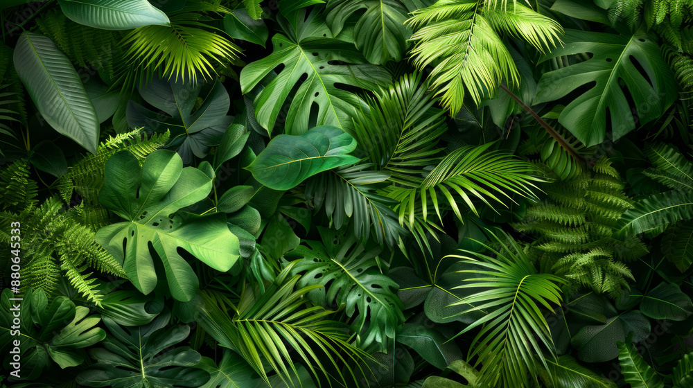 Vibrant green leaves of a lush rainforest plant, capturing the essence of tropical nature. Vibrant green leaves of a lush rainforest plant, capturing the essence of tropical nature.