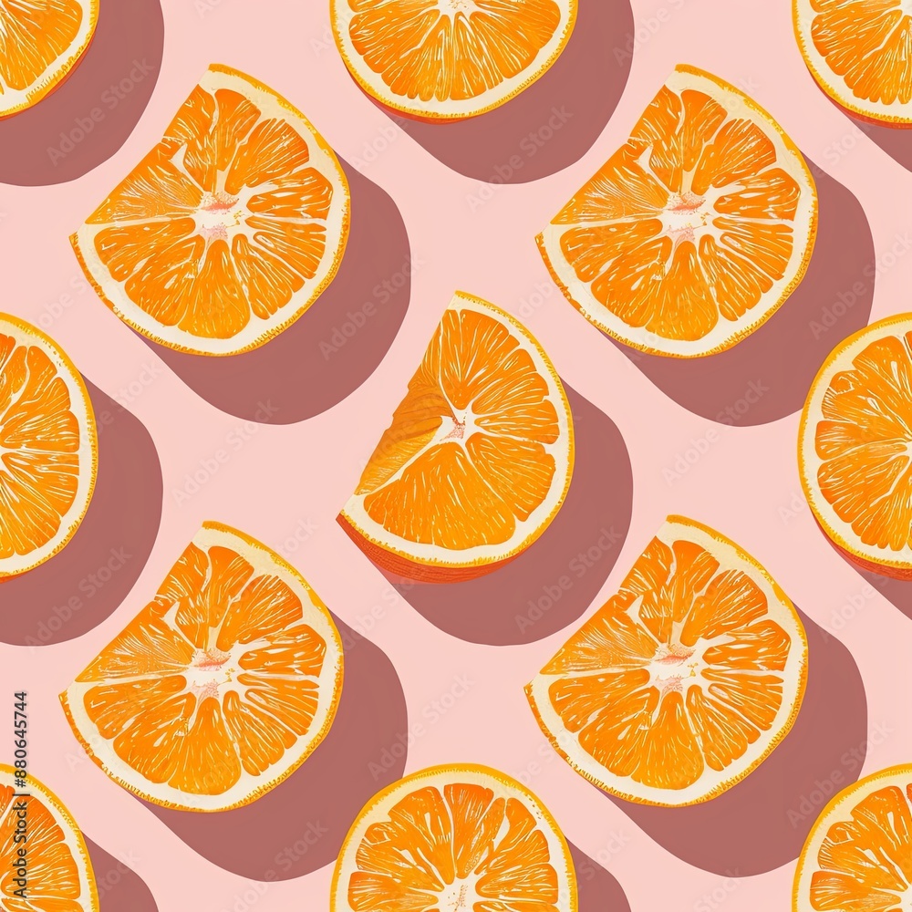 Vibrant Orange Slices on Pink Background, Fresh and Colorful Citrus Arrangement Vibrant Orange Slices on Pink Background, Fresh and Colorful Citrus Arrangement