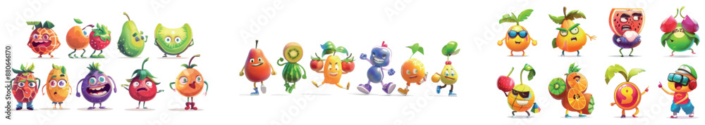 Isolated comic pose nutrition fitness clipart of strong lime, zen lemon, pilates berry, and stretch beets. Isolated comic pose nutrition fitness clipart of strong lime, zen lemon, pilates berry, and stretch beets.