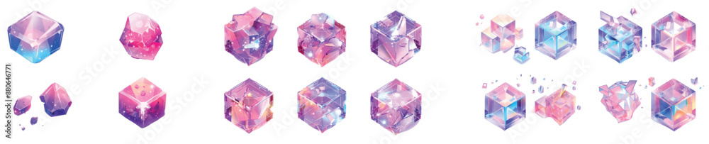 An abstract geometric shape. A realistic 3D render modern illustration set of iridescent holographic light shining inside a metallic or glossy square box.. An abstract geometric shape. A realistic 3D render modern illustration set of iridescent holographic light shining inside a metallic or glossy square box..