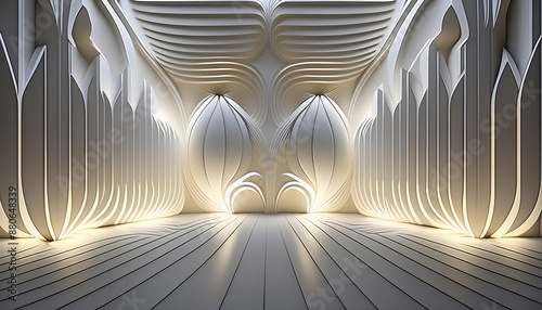  3D Light Wall Background- A modern and clean three-dimensional light wall design, perfect f_1(15) photo