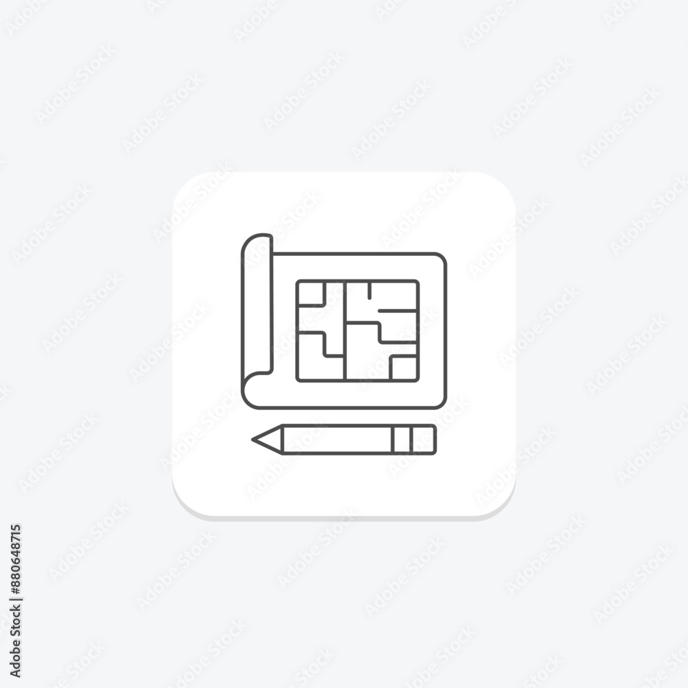 Building Planning thinline icon , vector, pixel perfect, illustrator file Building Planning thinline icon , vector, pixel perfect, illustrator file