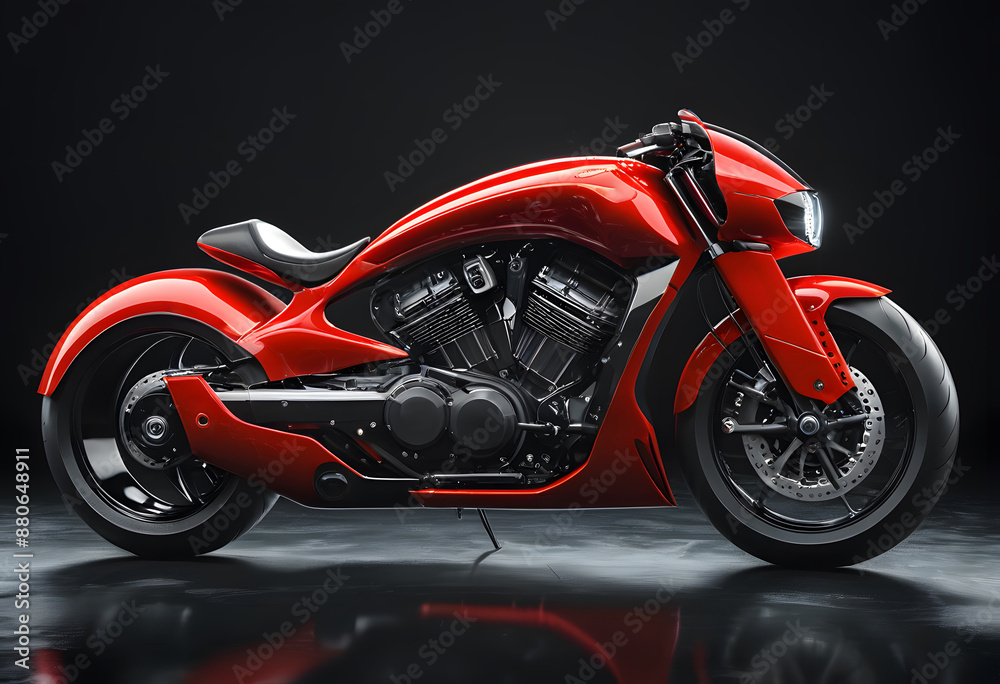 A Striking Red Custom Motorcycle A Striking Red Custom Motorcycle