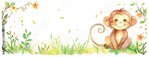 An illustration of a baby safari animal on a background of watercolor
