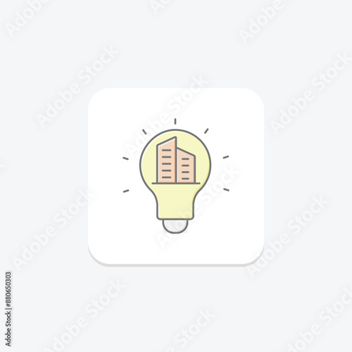 Building Innovation lineal color icon , vector, pixel perfect, illustrator file